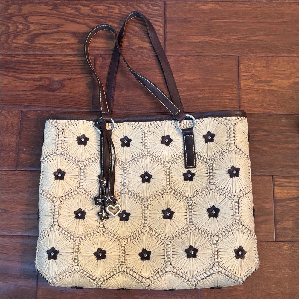 Brighton straw and leather cream and brown tote bag